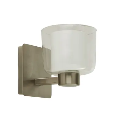 Produktbild von Spiegelleuchte Metall Glas 15 cm hoch IP44 in Silber matt Weiß G9 Modern Wandlampe Bad