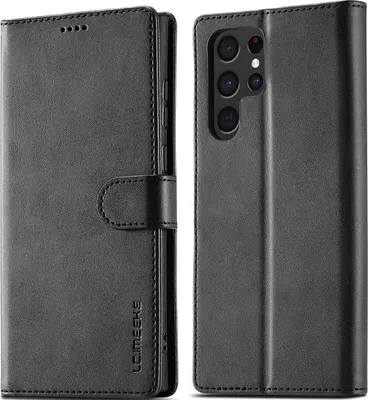 Produktbild von Samsung Galaxy S22 Ultra 5G Hülle, Klapphüllen Brieftasche Leder Magnetverschluss Ständer Schutzhülle für Galaxy S22 Ultra 5G Schwarz