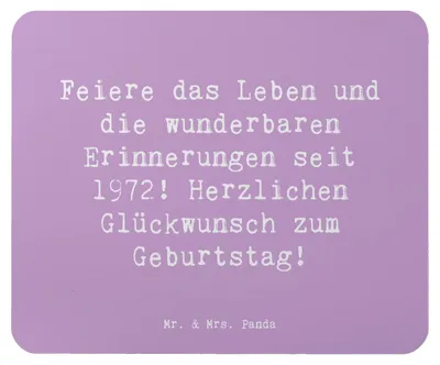 Produktbild von Mr. & Mrs. Panda Mousepad Spruch 1972 Geburtstag - Lavendeltraum - Geschenk, Mouse Pad, Alter, Happy Birthday, 50., pc mausunterlage, Nostalgie, Glückwünsche, Mauspad