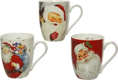 Produktbild von Tasse Weihnachtsmann Porzellan 12cm rot / weiß 1 Stück sortiert