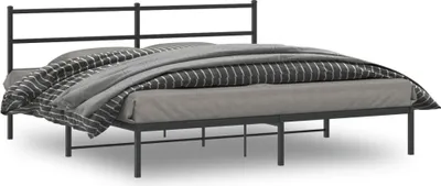 Produktbild von The Living Store Bettgestell mit Kopfteil Metall Schwarz 180x200 cm