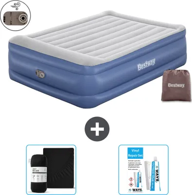 Produktbild von Bestway Luftmatratze - 2-Personen - 152 x 203 x 56 cm - Grau/Blau - Inklusive Zubehör