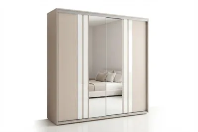 Produktbild von A10 Schiebetürenschrank mit Spiegel und Lamellen - Kaschmir - 100 x 62 x 215 cm