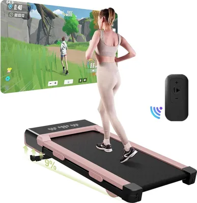 Image de Tapis de course et tapis de marche - Tapis de course pliable pour la maison - Inclinaison automatique à 12 niveaux - Moteur 2237 W - 6 km/h - Surface de course 40,5 × 90 cm - Bluetooth et écran LCD - Rose