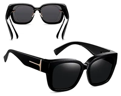 Produktbild von Übergröße Überzieh Sonnenbrille für Herren und Damen, Quadratische Nachtsichtbrille für Autofahrer, Polarisierte Nachtfahrbrille mit UV400 Schutz und HD Gelben Gläsern