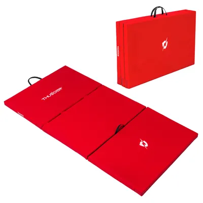 Zdjęcie produktu dla THUNDER® | MG-03-RED | Składana mata gimnastyczna | 197×100×5cm | Antypoślizgowa | Powierzchniapoliuretan | Składana i przenośna | System łączenia | Czerwona