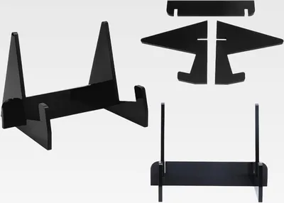Produktbild von Acryl-Buchständer, Plattenhalter, Ständer, Buchständer, Staffelei, Zum Präsentieren von Tablets, Zeitungen, Zeitschriften, Notizbüchern(Schwarz)