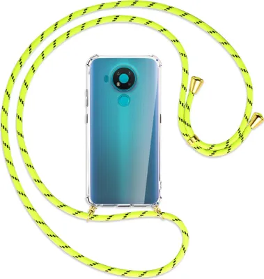 Produktbild von Handykette Backcover-Schutzhülle mit Band (Metall goldfarben) für Nokia 3.4 - neongelb