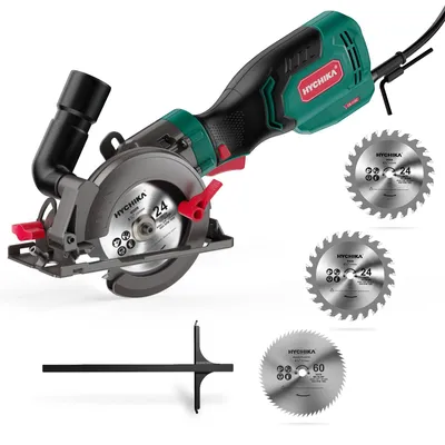 Productafbeelding van HYCHIKA cirkelzaag, 750W, 3500 RPM, maximale snijdiepte 48 mm, 90 graden en 68,98