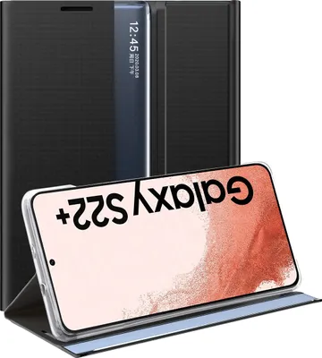 Produktbild von Samsung Galaxy S22 Plus 5G Hülle, Slim Flip Leder Smart View Window Klappetui Schutzhülle mit Standfunktion für Galaxy S22 Plus 5G Schwarz