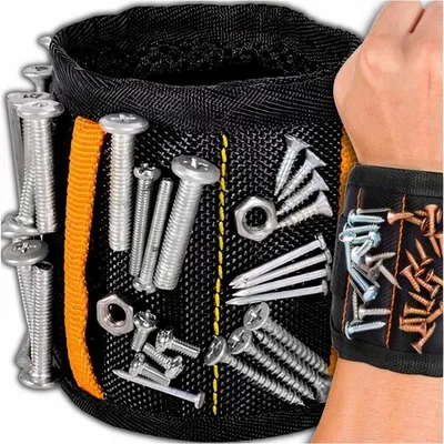 Obrázok produktu pre Magnetický náramok na náradie s 15 magnetmi, vreckami a suchým zipsom