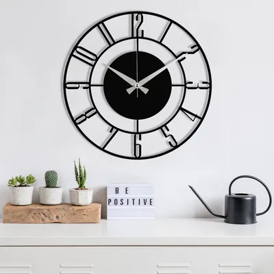 Produktbild von Opviq, Enzoclock- ENZ1411, Schwarz, Wanduhren, 48 x 48 cm, 100% Metall (Dicke: 1