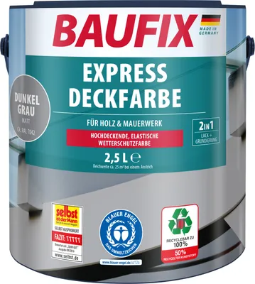 Produktbild von BAUFIX Express Deckfarbe dunkelgrau matt, 2.5 Liter, Wetterschutzfarbe
