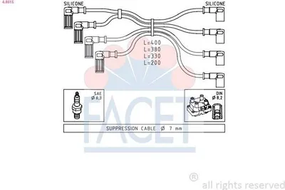 Produktbild von FACET 4.8615 Zündkabelsatz Zündleitungssatz für FIAT Seicento / 600 Schrägheck (187) Panda Schrägheck (141) CINQUECENTO (170) Seicento / 600 Van