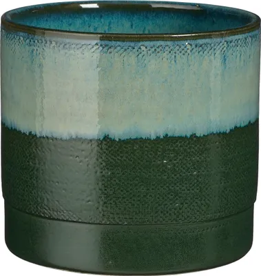 Obrázok produktu pre Sľudové dekorácie Olof kvetináč - H20 x Ø22 cm - Terakota - Tmavo zelená