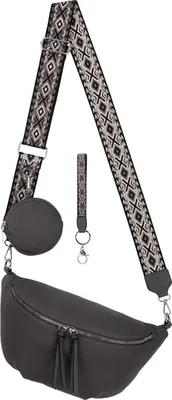 Produktbild von Bauchtasche Umhängetasche Crossbody-Bag Kunstleder Italy-Design D.GREY (BBL-53046)