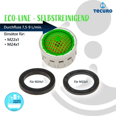 Produktbild von tecuro Selbstreinigende ECO SPAR Strahlregler Einsatz für M22/M24, Durchflussklasse Z: 7,5 - 9,0 l/min, inkl. Dichtung