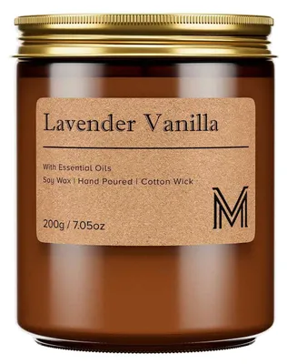 Productafbeelding van Geurkaars in glas - 200g sojawas met lavendel-vanille geur - 40 uur brandduur voor aromatherapie en ontspanning