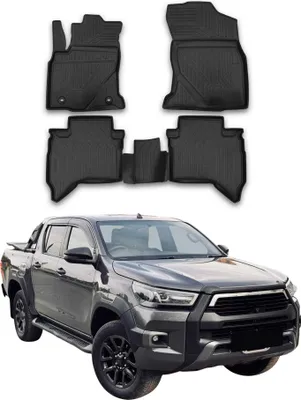 Image de OMAC Tapis de sol pour Toyota Hilux 2015-2025 sur mesure en caoutchouc Noir