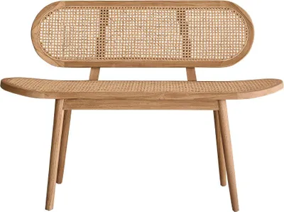 Produktbild von Sitzbank Teakholz Rohrgeflecht 120 cm