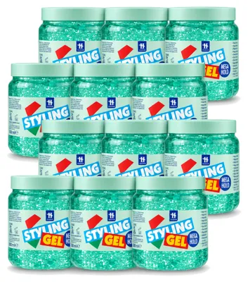 Obrázok produktu pre 12 kusov gélu na úpravu vlasov Hegron Styling Gel Megahold - 500 ml - výhodný balík