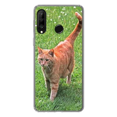 Produktbild von MuchoWow® Handyhülle Schutzhülle Hülle für Huawei P30 Lite Katze - Rot - Katze - Mädchen - Kinder - Jungen - Kind Silikon Softcase Handy Hülle - Handyhülle