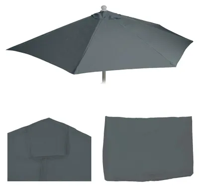 Produktbild von Ersatzbezug für halbrunden Sonnenschirm, 300 cm, Stoff/Textil UV 50+, 3 kg - anthrazit