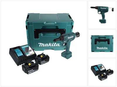Immagine prodotto di Makita DRV 250 RFJ Rivettatrice a batteria 18 V 20 kN Brushless + 2 batterie da 3,0 Ah + caricabatterie + Makpac