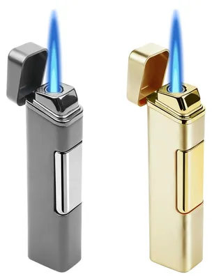 Immagine prodotto di Accendino antivento in metallo - Senza gas - Ricaricabile - Oro e grigio