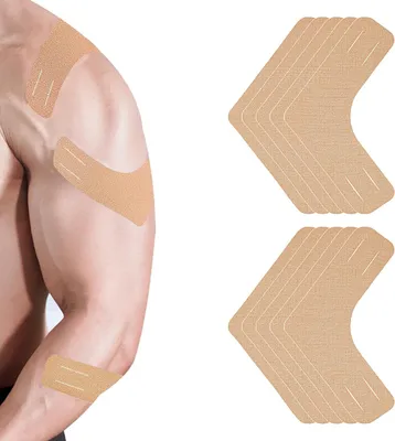 Produktbild von 10Pcs Kinesiologie-Band, Muskelunterstützung Klebeband elastische athletische Sport-Band Therapie Erholung V-Typ für Knie, Schulter.Farbe