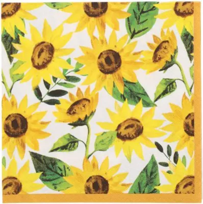 Produktbild von 20 Servietten, 3-lagig 1/4-Falz 33 cm x 33 cm "Sunflowers"