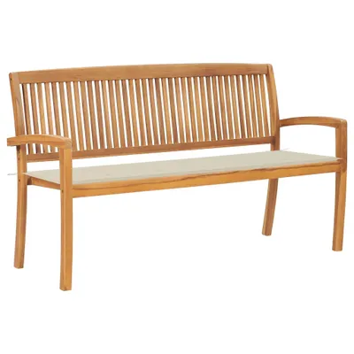 Obrázok produktu pre Stohovateľná záhradná lavička s podložkou 159 cm tíkový masív