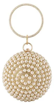 Productafbeelding van CORIOS Clutch dames, parelmoeravondtas, ronde bolvormige tas met strassteentjes, clutch bag, schoudertas