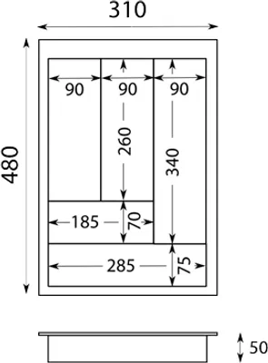 Produktbild von Naber Besteckeinsatz 5, 310 x 480 mm. Schrankbreite 400