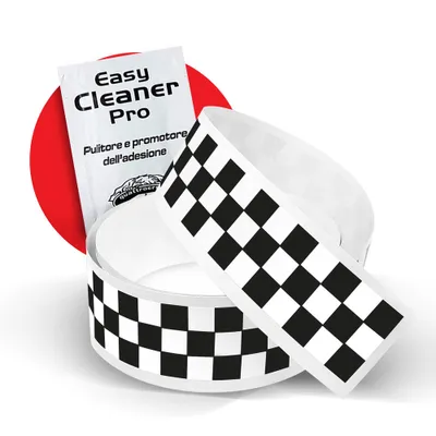 Image de Checks Trim Stripe Bande adhésive Échecs, noir et blanc, 5 x 99 cm