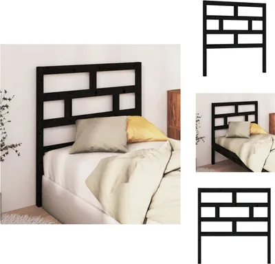 Produktbild von vidaXL Kopfteil Schwarz 81x4x100 cm Massivholz Kiefer -  Kopf- & Fußenden
