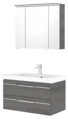 Produktbild von PELIPAL BaltoSprint Bad Möbel Graphit Waschtisch + Unterschrank + Spiegelschrank Set-014-014