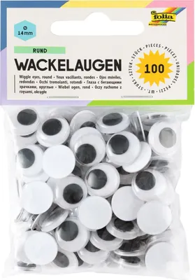 Produktbild von folia Wackelaugen rund 14 mm nicht selbstklebend 100 Stück