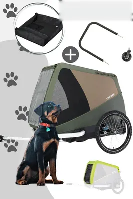 Produktbild von Croozer Dog Tammo Happy Walk inkl. Regenverdeck, Packfach u.Buggy-Set, Farbe:Moss Green