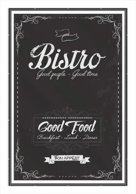Produktbild von Wallario Wandbild Bistro-Design in schwarz-weiß, Größe: 61 x 91,5 cm, Poster mit rahmenlosen Bildhalter