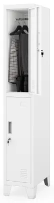 Produktbild von Umkleideschrank Spind BARTEK 2 Abteile Etikettenhalter Lüftungsschlitze | Umkleidespind Schließfachschrank Garderobenspind 172x29,2x45cm Weiß