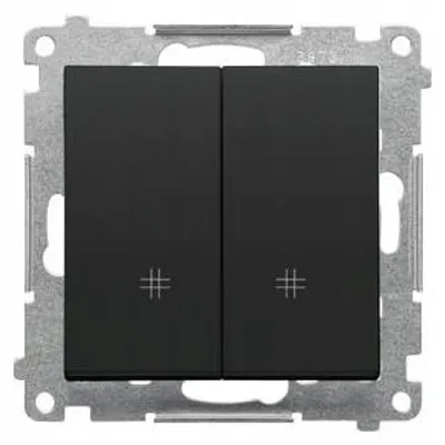Imagen del producto de Interruptor doble de empotrar, color negro mate, marca Simon 55, 10 AX