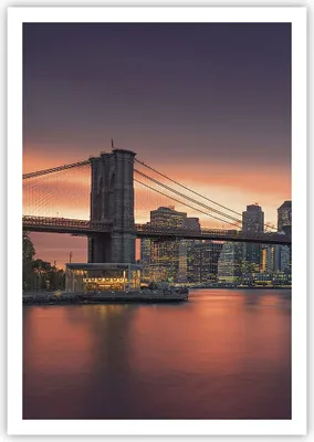 Produktbild von Poster - Poster ohne Rahmen - New York Brücke Nacht - 70x100 cm - Wand Bild - Wanddeko - Wandbilder - Kunstposter - Wandposter - Bilder - Kunstdruck - Wanddekoration - Wandbild - P2XPA70x100-4048
