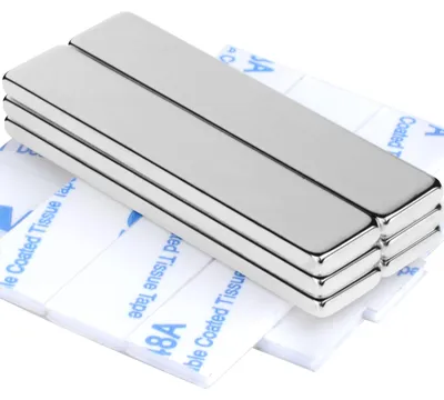 Produktbild von 50 x 10 x 3 mm Neodym-Magnete, extra stark, 6 Stück selbstklebende Magnete, starke Klebemagnete, Magnete für Magnettafeln, rechteckige Magnete für Küchenschränke, Magnete für flache Glas-Magnettafeln