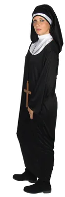 Produktbild von Nonnen Kostüm Schwarz mit Kreuz für Damen Karneval Fasching Größe XXL