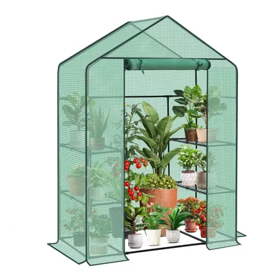 Zdjęcie produktu dla Szklarnia foliowa Sekey 143x73x195 cm z 4 poziomami półek, szklarnia na pomidory, zielona