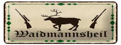 Produktbild von Blechschild Spruch 27x10 cm Waidmannsheil Jäger Gruß Deko Schild