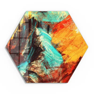 Produktbild von DEQORI Glasbild Echtglas 40x35 cm 'Bunte Pinselstriche' Wandbild Bild modern Deko