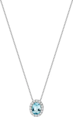 Zdjęcie produktu dla Naszyjnik Zeeme Gemstones z białego złota 375 z prawdziwym niebieskim topazem i cyrkoniami o długości 42 cm