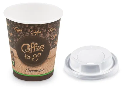Produktbild von 100x Kaffeebecher M 'Coffee To Go' Cappuccino mit Trinkdeckel 200ml 280ml